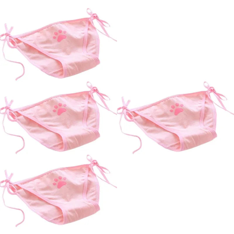 1-4Pcs Sexy Bandage Lolita Panties Low Waist Lingerie Cute Claw Women's Briefs Low Waist Animation Underwear Black,Pink,White