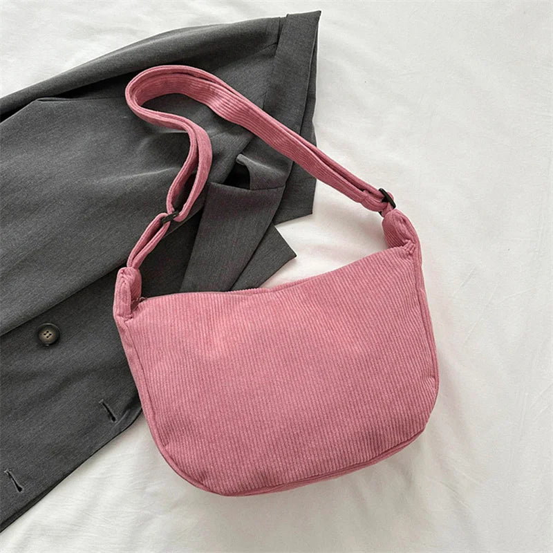 Corduroy Lazy Wind Everything Japanese Literary Single Shoulder Crossbody Student Casual Korean Female Simple Dumpling Bag