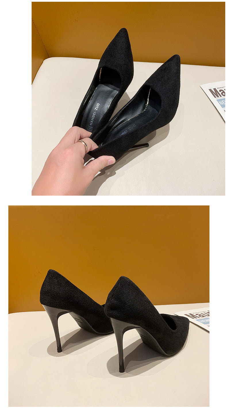 Women New Mid Heeled Sandals Black 6-8-10cm Pointed Thin Heeled Baotou Banquet High Heeled Shoes Womens Shoes Tacones Mujer