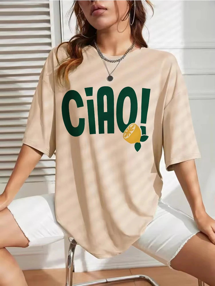Fashion Y2k Lemon Ciao!  Funny T Shirts Men Women High Quality T-shirt Round Neck Short Sleeve Hip Hop Tee Shirt Streetwear