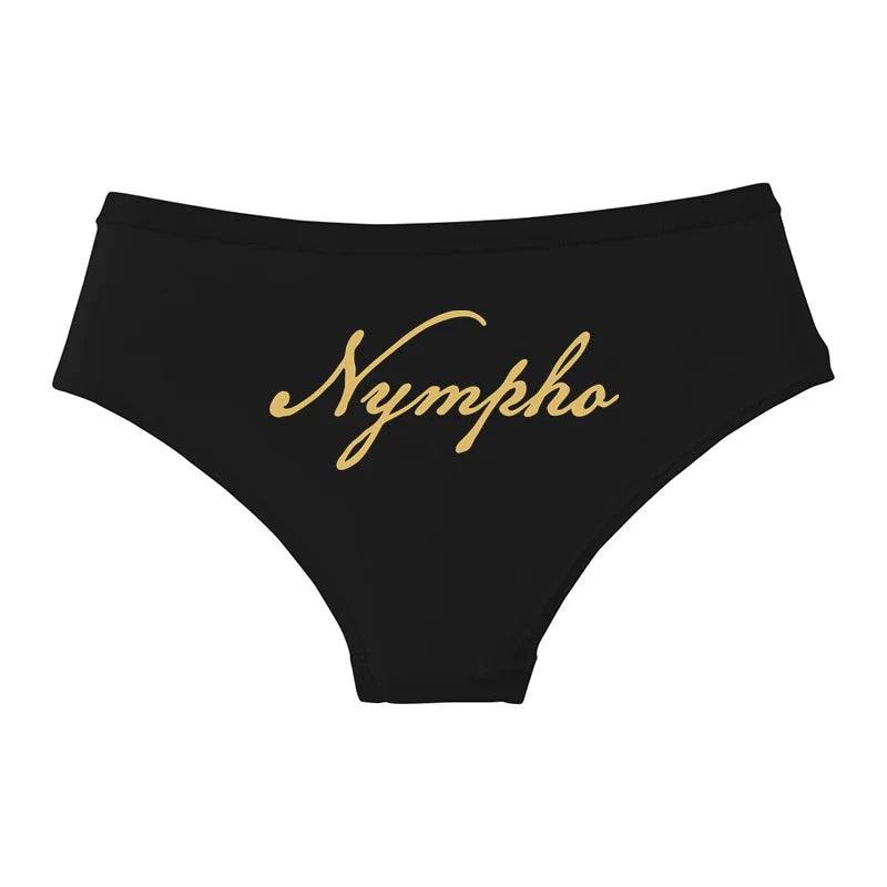 NYMPHO Gold Letter Print Underwear Cute Girl Briefs Female Soft Cotton Panties Sexy Lingeries For Women Ladies Underpants