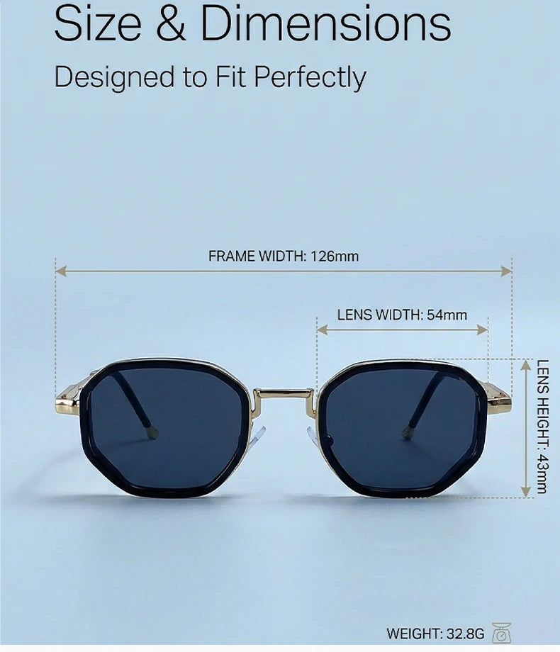 Small Frame Octagon Punk Sunglasses Women Luxury Brand Retro Geometric Metal Fashion Shades Vintage Sun Glasses Driving Eyewear