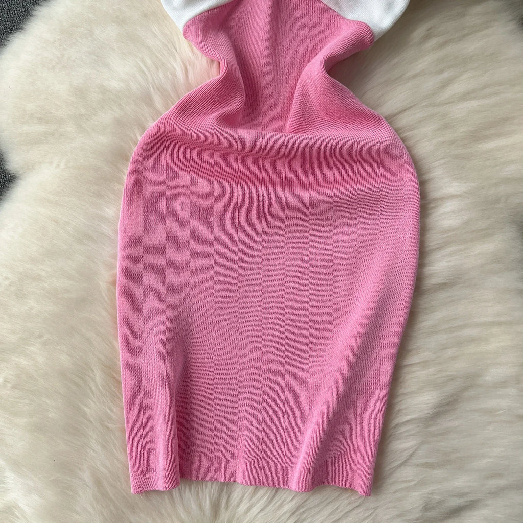 Patchwork Chic Sexy Wrap Hips Mini Dress Women Y2K Elastic Knitted Bodycon Summer Dress Streetwear Ladies Outfits Sundress