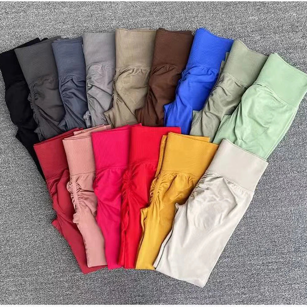 Seamless Sport Yoga High Waist Pants Leggings Sport See Through Yoga Gym Running Quick Dry Pants Scrunch Butt Pants