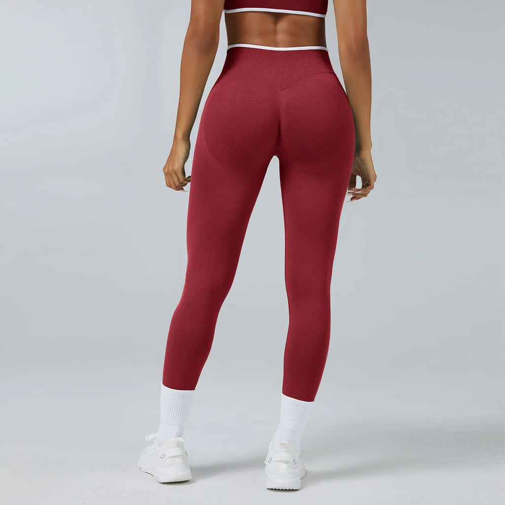 Women Elastic Waist Yoga Pants Seamless Push Up Leggings Sport Fitness Running Gym Quick Dry