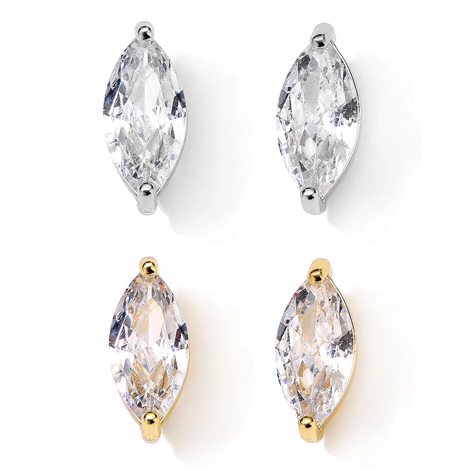 ZAKOL Marquise Cubic Zircon Stud Earring for Women Girls Ladies Fashion Silver Gold Color Daily Ear Accessories