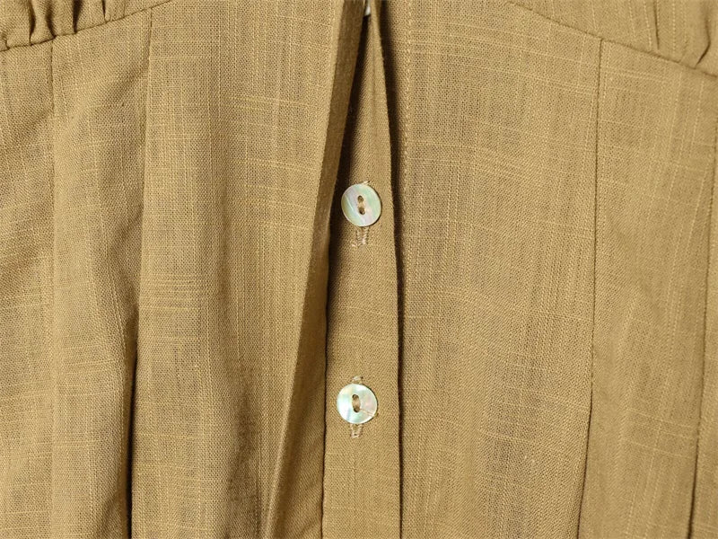 Women's Shirt 2026 Summer New Khaki Short Sleeve Bow Decorative Hollow-Out Dress Hem Shirt Casual Fashion Personality