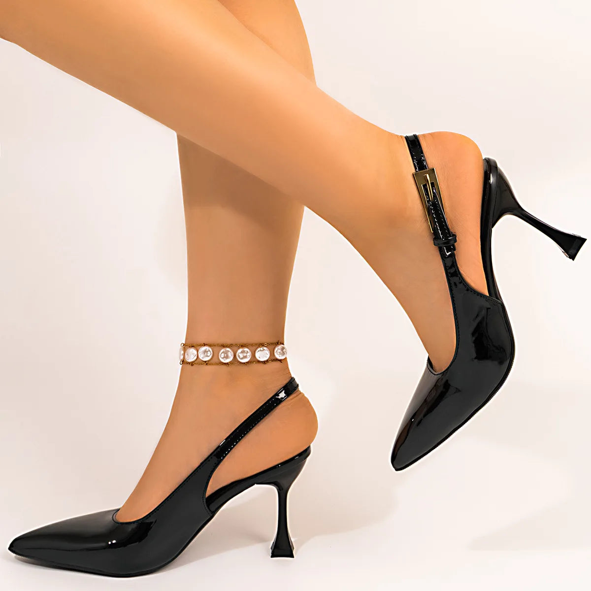 Woman Pumps Large Size Fashion Pointed Toe Shallow Buckle Strap Heels Sandals Sexy Slingbacks Leopard Stiletto High Heels Heels