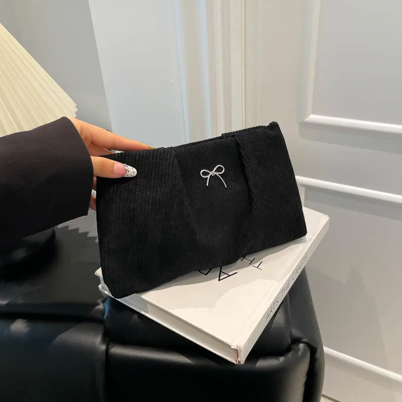 Corduroy Travel Cosmetic Bag Portable Storage Bag Purses Women Large Capacity Clutch Shoulder Bags