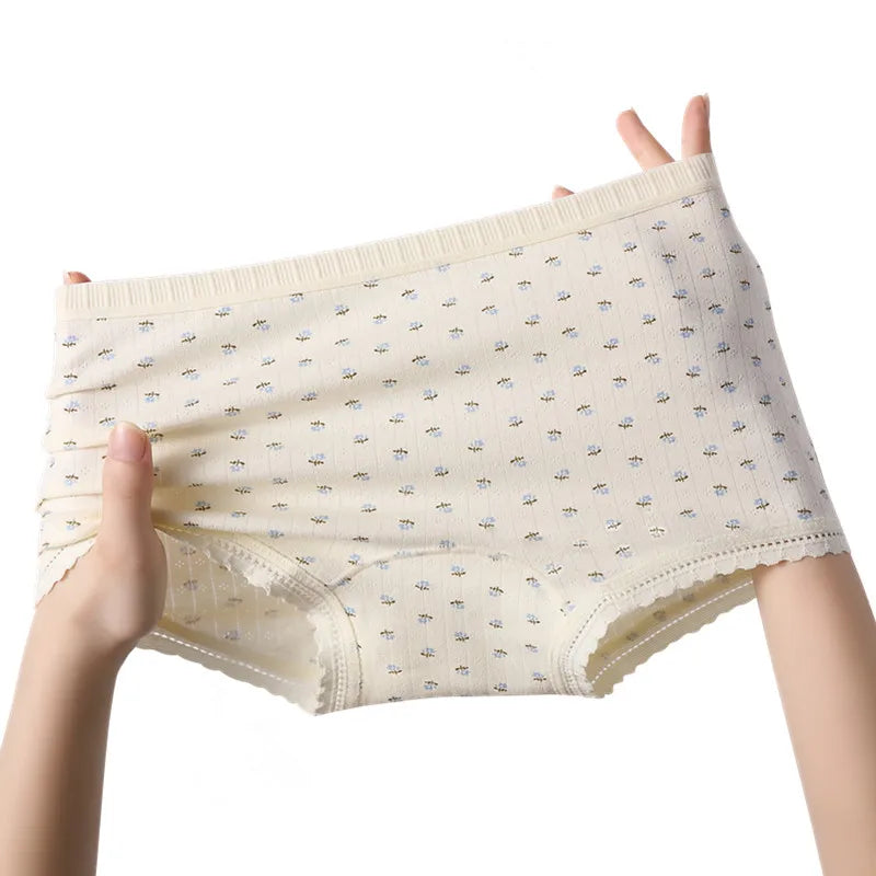 Women's Breathable Lace Panties Traceless Boxer Briefs Soft Mid-Rise Comfortable Underwear Sexy Intimates
