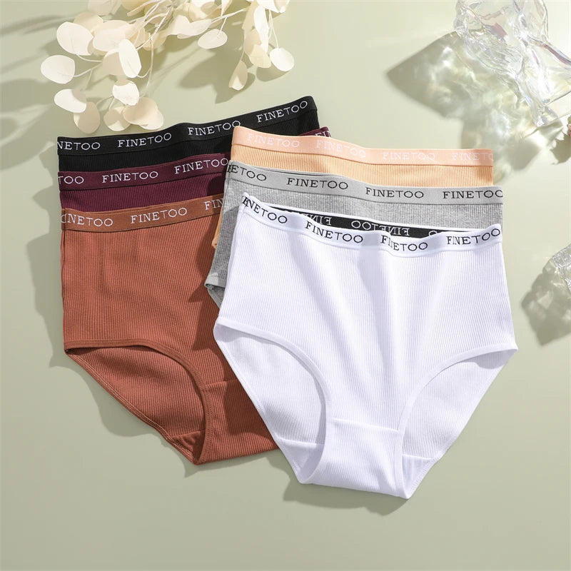 3Pcs Plus Size Cotton Underwear Sexy Striped Mid Waist Panties Breathable Stretch Belt Briefs Female Comfort Lingerie Shorts New