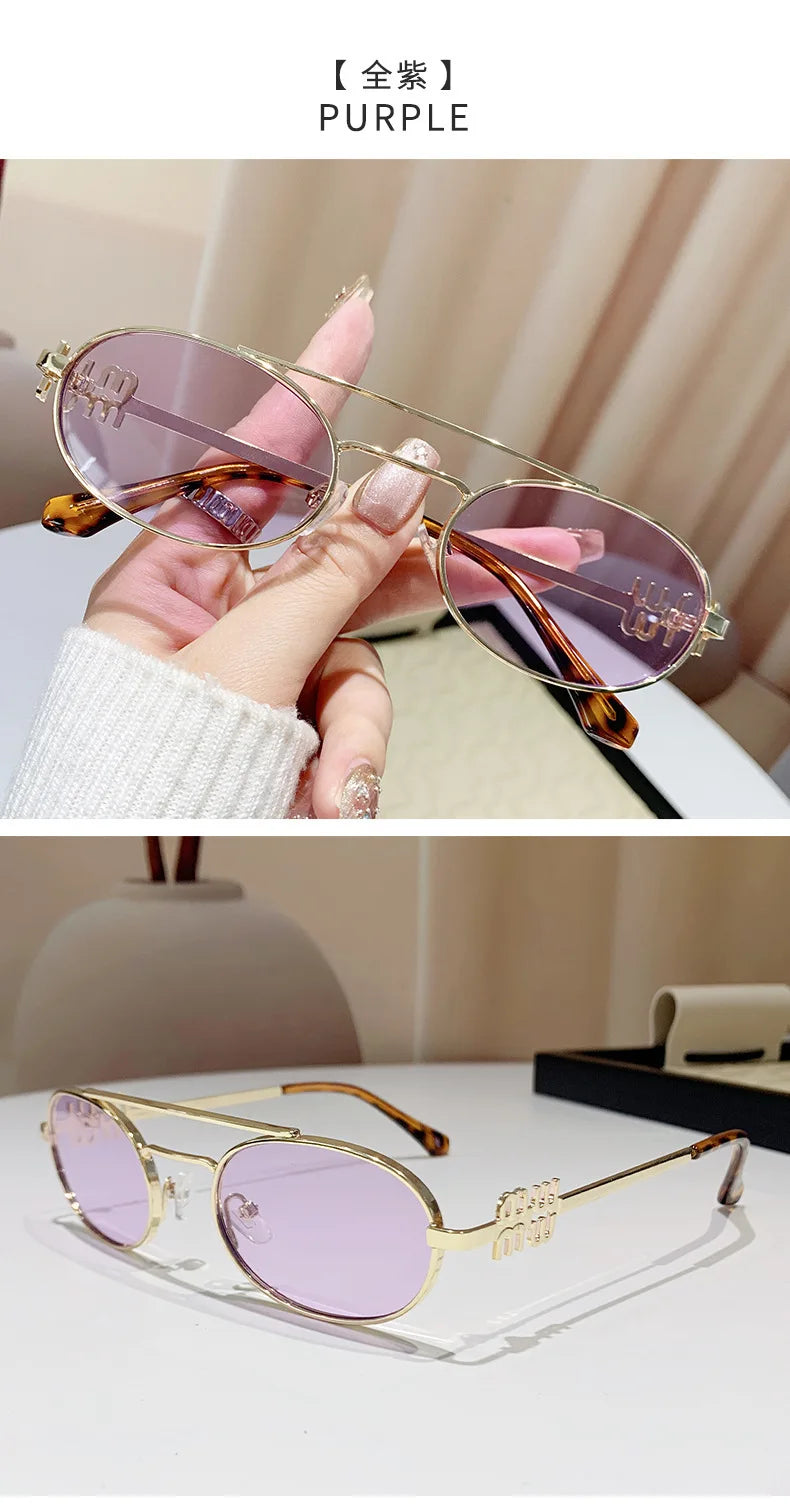 Fashion Punk Double Beam Sunglasses Women Men Retro Brand Designer Small Frame Sun Glasses Female Trendy Sunshade Eyewear UV400