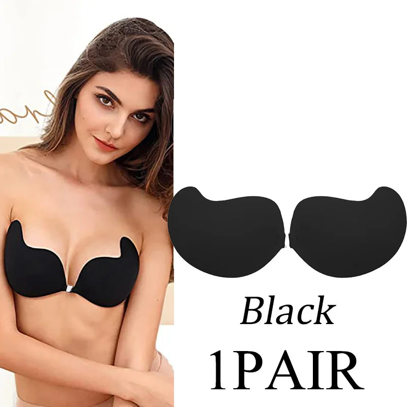 Women Invisible Silicone Mango Bra Sexy Strapless & Seamless Push Up Stick-On Bra Front Closure Lingerie & Underwear Accessories