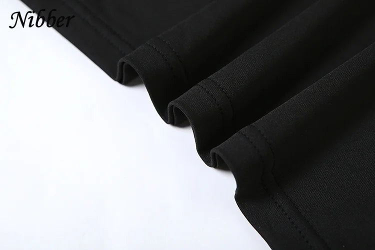 Nibber Metal Buckle 2 Piece Set Women Summer Halter Irregular Classic Tops+Skirts Skinny Solid Midnight Party Matching Suits
