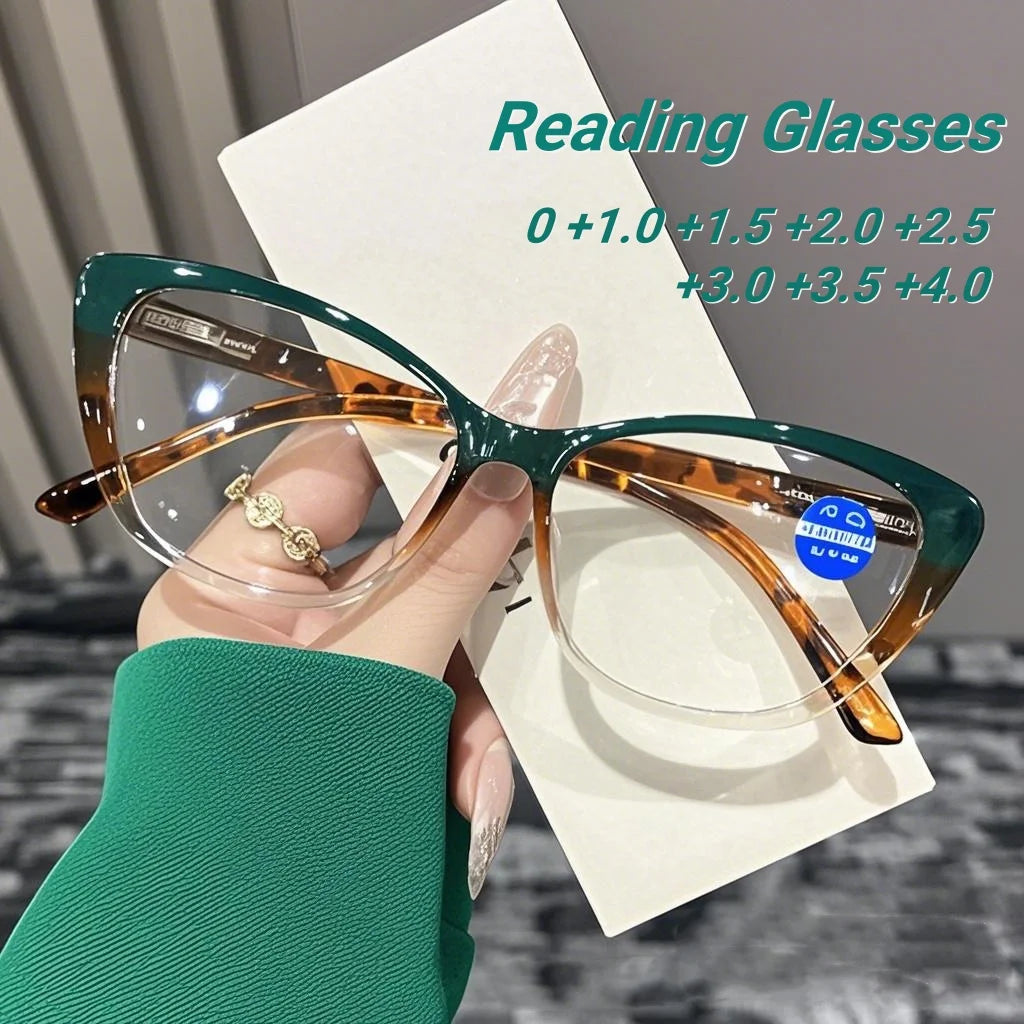 2025 New Fashionable and Trendy Cat Eye Women's Reading Glasses Retro Neutral Advanced Display Young Anti Blue Light Glasses