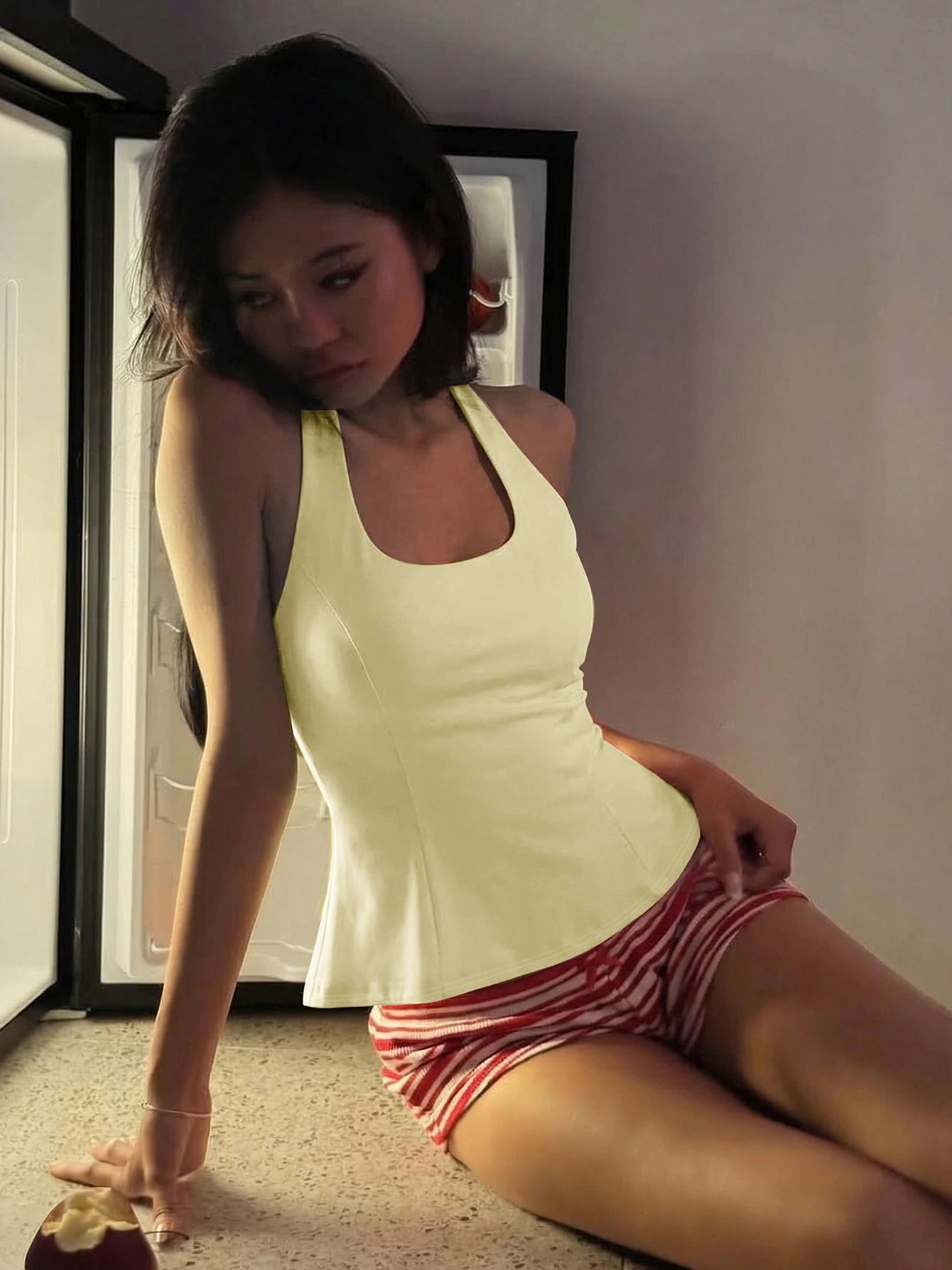 Dulzura Halter Backless Slim Lace Up Corset Tank Top Women'S Fashion Sexy Casual Y2K Top Party Club Street Style Summer Clothes