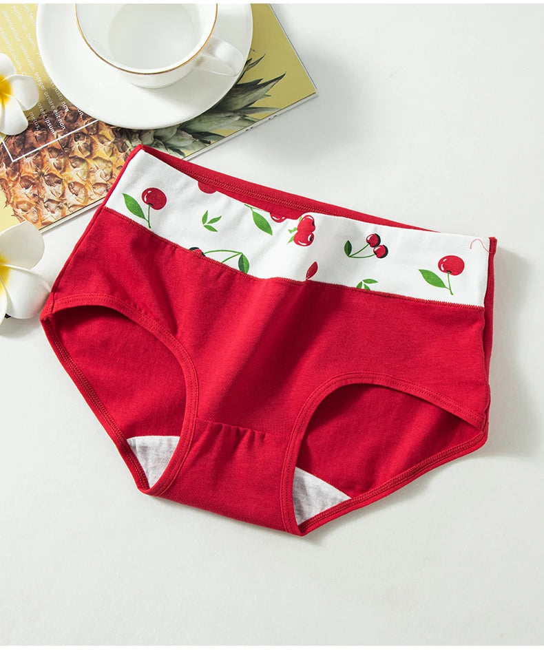 4Pcs Women Cotton Panties High Waist Underwear Print Ladies Briefs Soft Underpants Breathable Plus Size M-4XL Sexy Lingerie