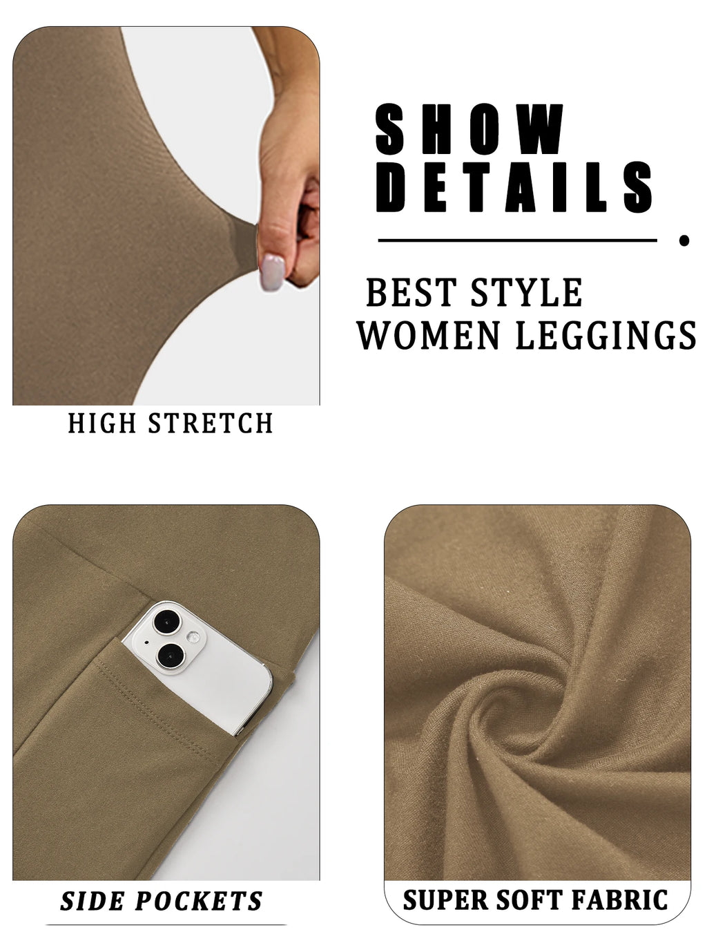 Super Soft Pants for Women High Waisted Capri with Pockets Tummy Control No See Through Running