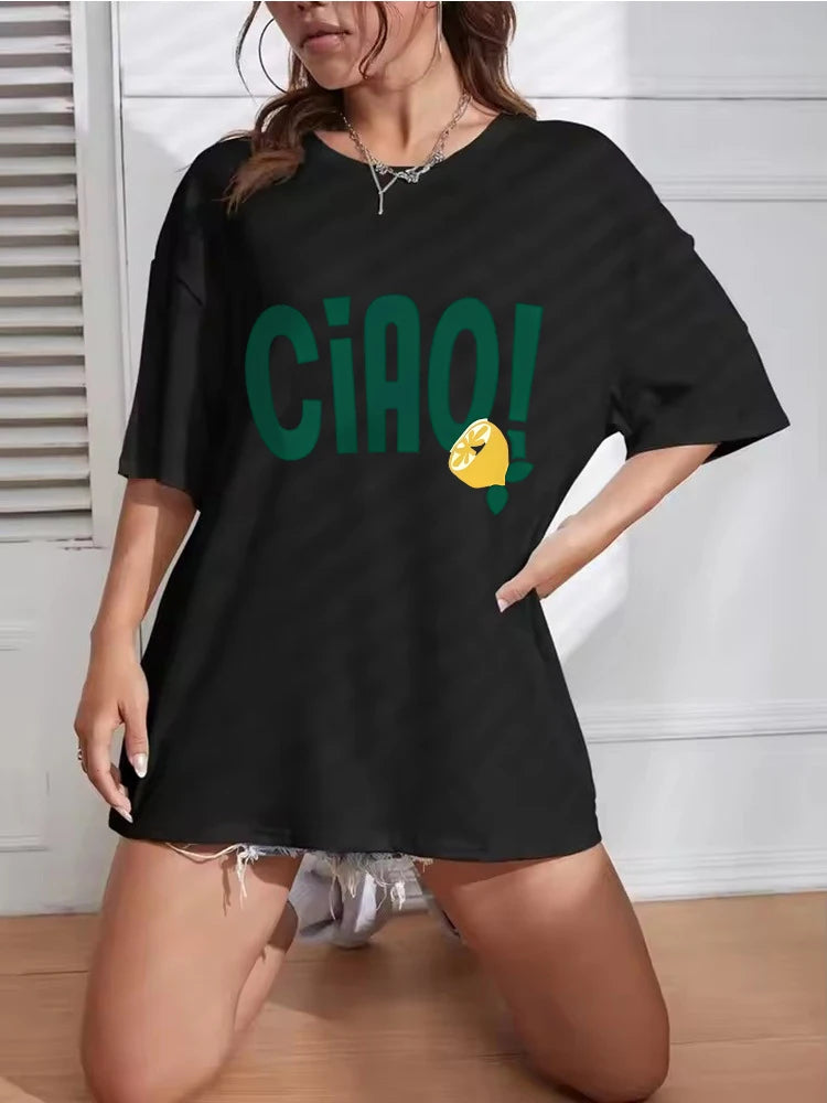 Fashion Y2k Lemon Ciao!  Funny T Shirts Men Women High Quality T-shirt Round Neck Short Sleeve Hip Hop Tee Shirt Streetwear