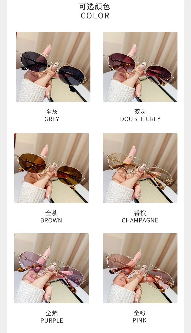 Fashion Punk Double Beam Sunglasses Women Men Retro Brand Designer Small Frame Sun Glasses Female Trendy Sunshade Eyewear UV400