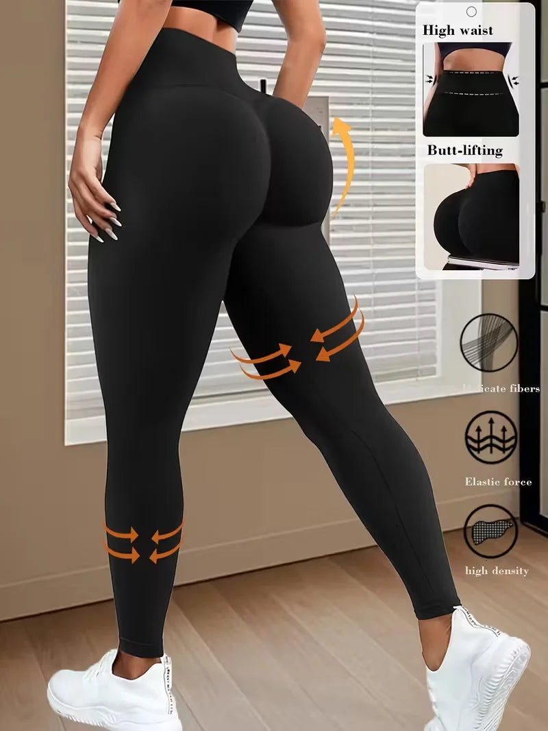 Womens High Waisted Yoga Pants Booty Lifting Tummy Control Workout Leggings Opaque Black Ideal Bottoms For Gym Running Jeans New