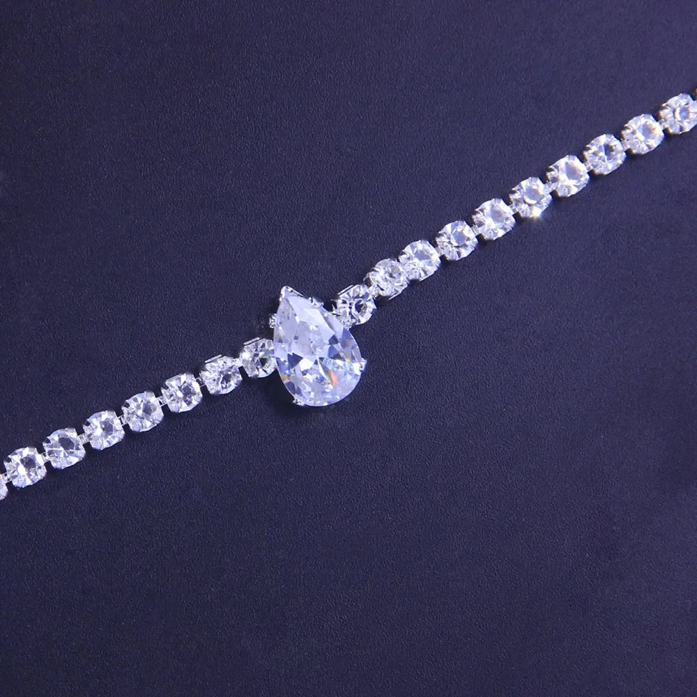 Fashion Water Drop Rhinestone Necklace Choker Accessories for Women Simple Crystal Collar Chain Choker Bridal Wedding Jewelry