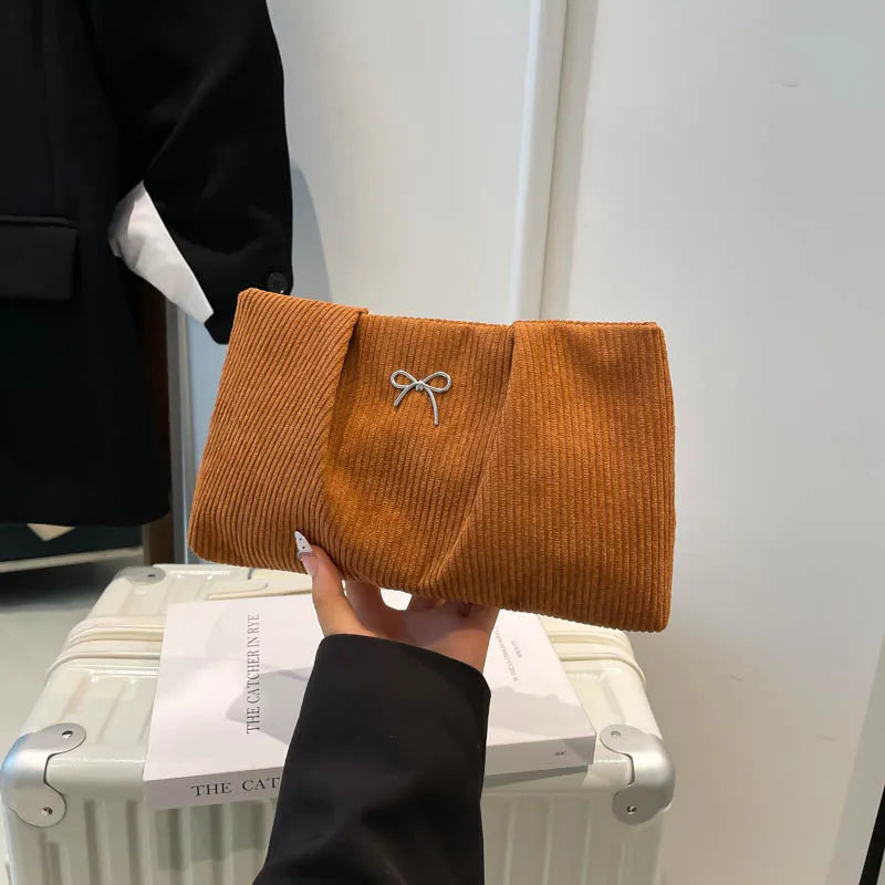 Corduroy Travel Cosmetic Bag Portable Storage Bag Purses Women Large Capacity Clutch Shoulder Bags