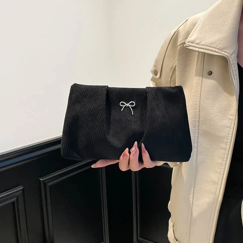 Corduroy Travel Cosmetic Bag Portable Storage Bag Purses Women Large Capacity Clutch Shoulder Bags