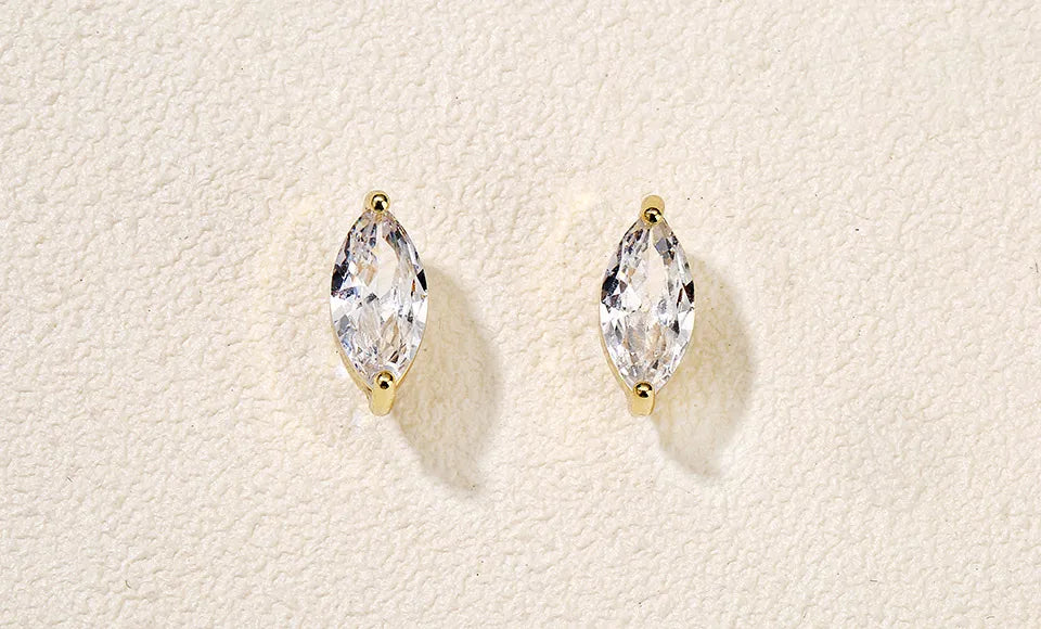 ZAKOL Marquise Cubic Zircon Stud Earring for Women Girls Ladies Fashion Silver Gold Color Daily Ear Accessories