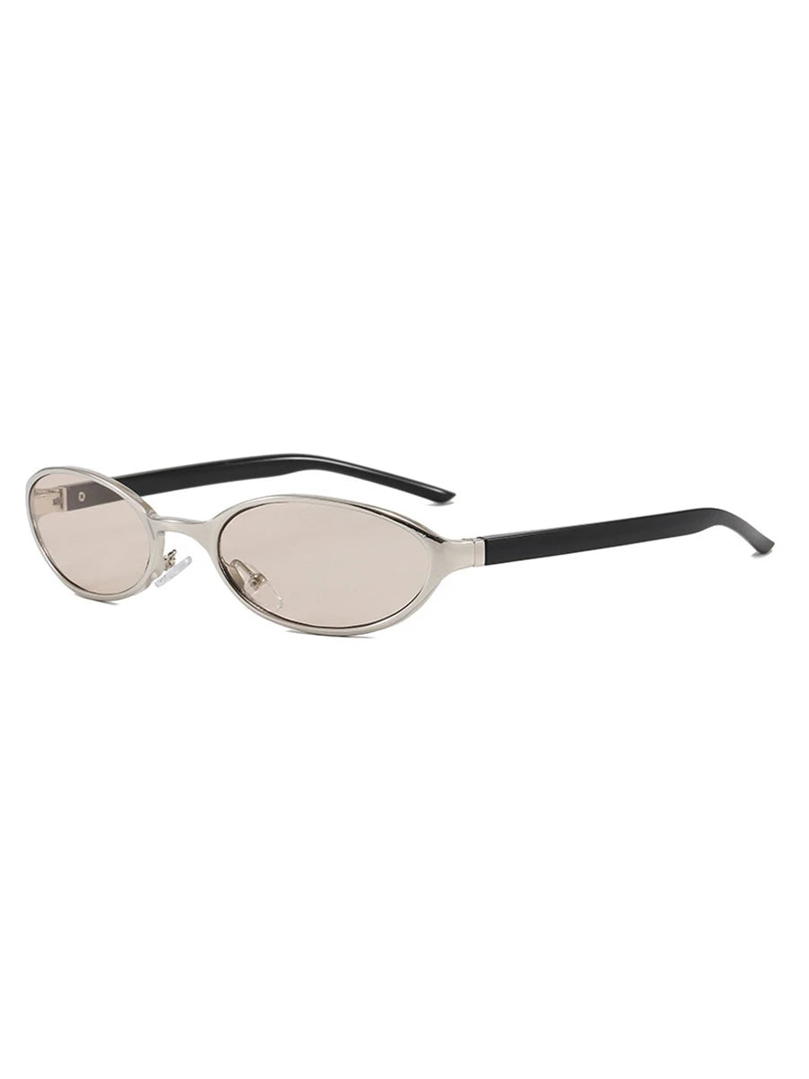Women‘s Small Oval Sunglasses UV400 Protection Mini Shades Y2K Retro Tiny Slim Oval Frame Glasses for Men Women Daily Wear