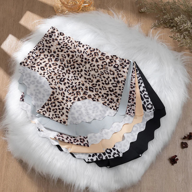 BZEL 4PCS Women's Panties Seamless Female Sexy Lingerie High-Waist Briefs Ladies Breathable Leopard Plus Size Underpant Hot Sale