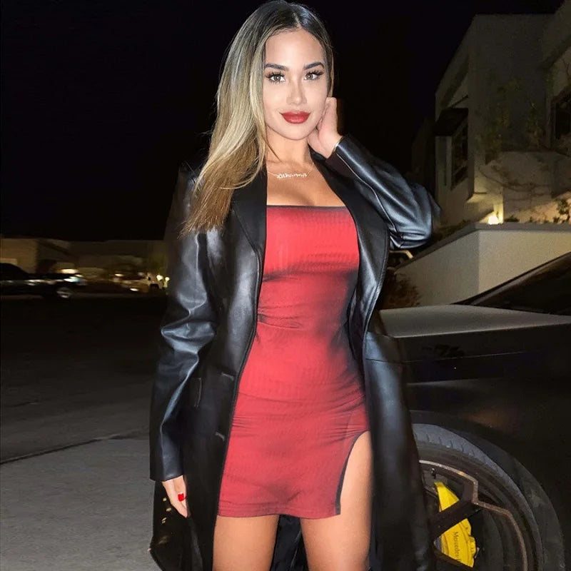 Mesh Double Layer Sexy Skinny Dress Women Sleeveless Party Bodycon 2025 Bandage Elastic Split Trend Clubwear Slim Outfit