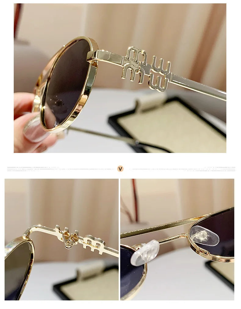 Fashion Punk Double Beam Sunglasses Women Men Retro Brand Designer Small Frame Sun Glasses Female Trendy Sunshade Eyewear UV400