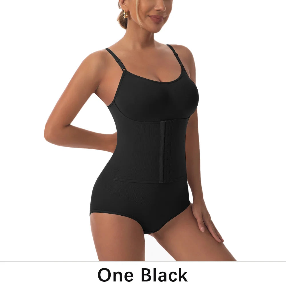 Women‘s Button-Down Belt Bodysuit Shapewear Tummy Control Slimming Waist Cincher Corset Fajas Body Shaper Waist Trainer Bandage