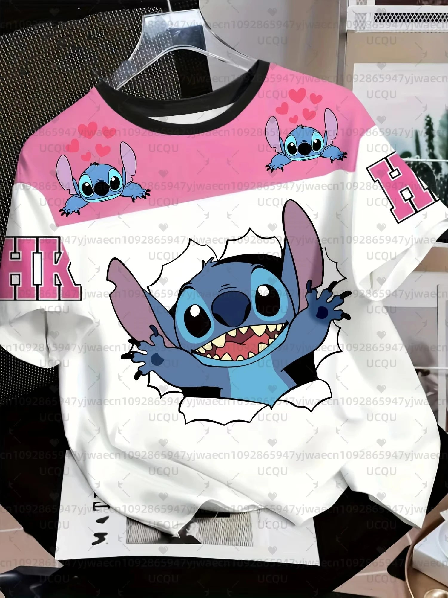 2026 Summer Men's Women's Cartoon Stitch 3D Print Short Sleeve T-Shirts Breathable Quick-drying Couple Casual T-shirt Tops
