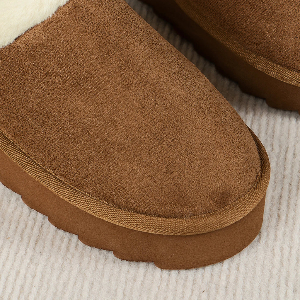 Winter fashion women's fluffy thick-soled casual shoes, thick-soled indoor anti-slip and warm with fur lining
