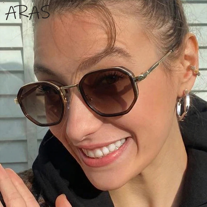 Small Frame Octagon Punk Sunglasses Women Luxury Brand Retro Geometric Metal Fashion Shades Vintage Sun Glasses Driving Eyewear