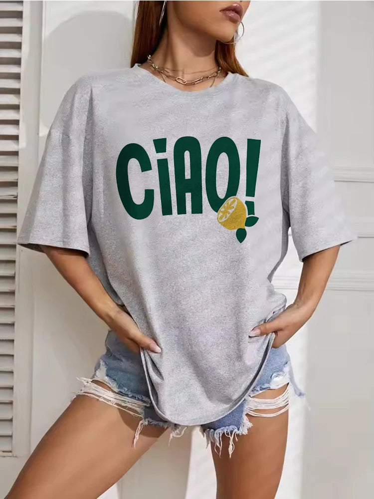 Fashion Y2k Lemon Ciao!  Funny T Shirts Men Women High Quality T-shirt Round Neck Short Sleeve Hip Hop Tee Shirt Streetwear