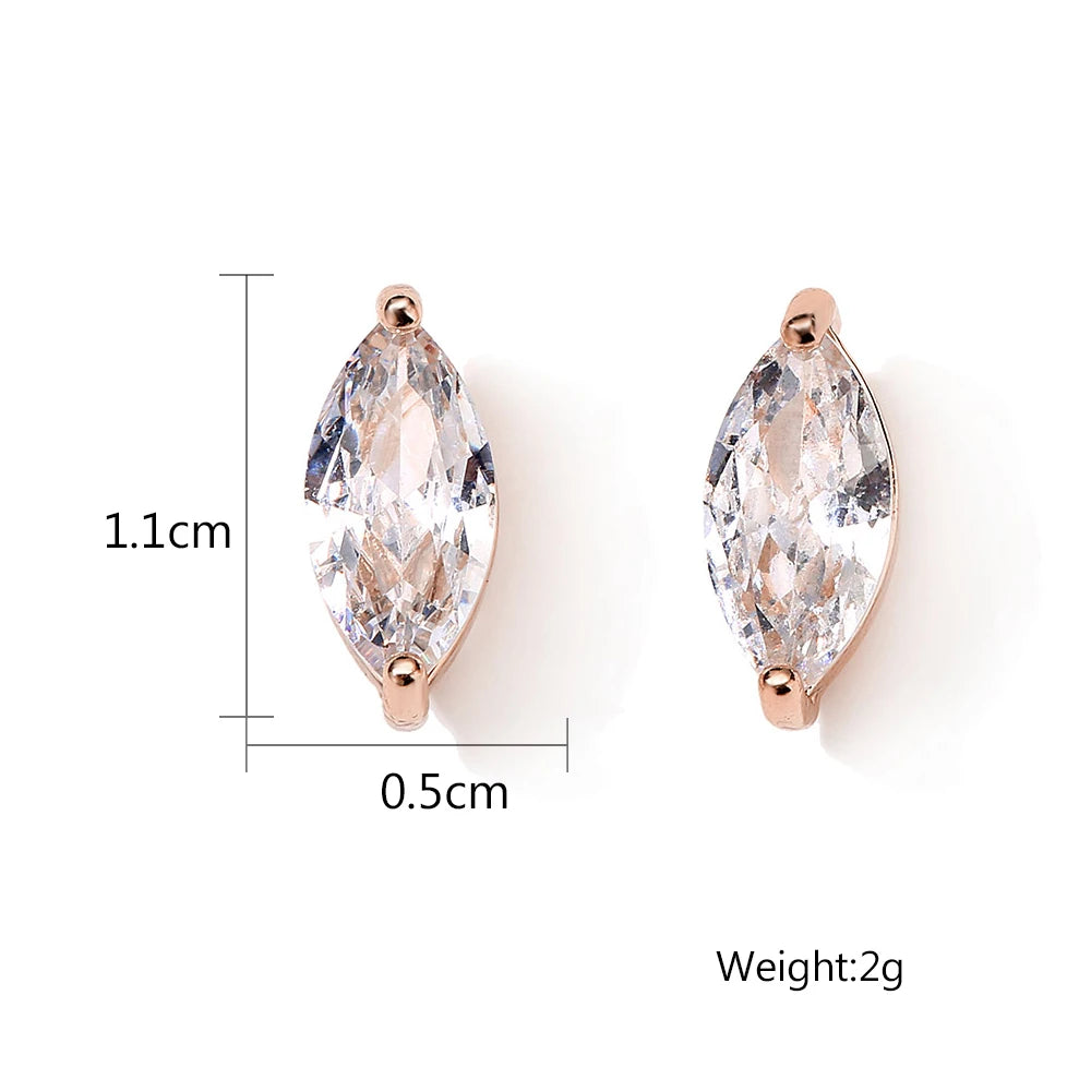 ZAKOL Marquise Cubic Zircon Stud Earring for Women Girls Ladies Fashion Silver Gold Color Daily Ear Accessories