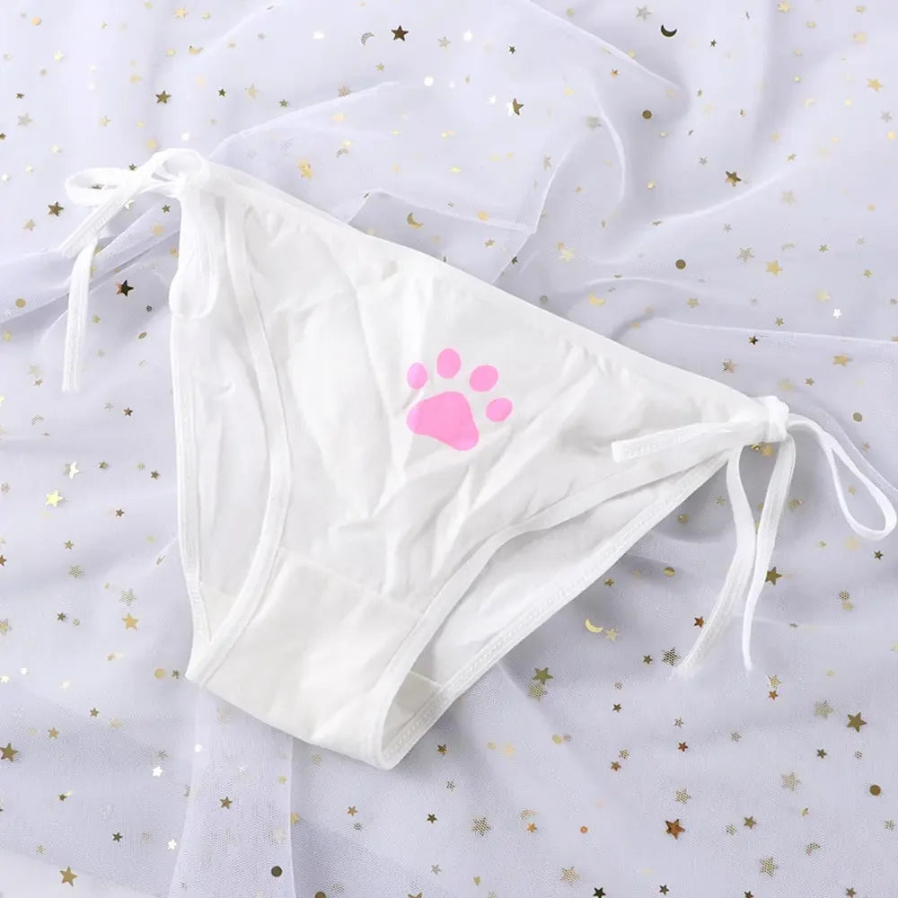 1-4Pcs Sexy Bandage Lolita Panties Low Waist Lingerie Cute Claw Women's Briefs Low Waist Animation Underwear Black,Pink,White