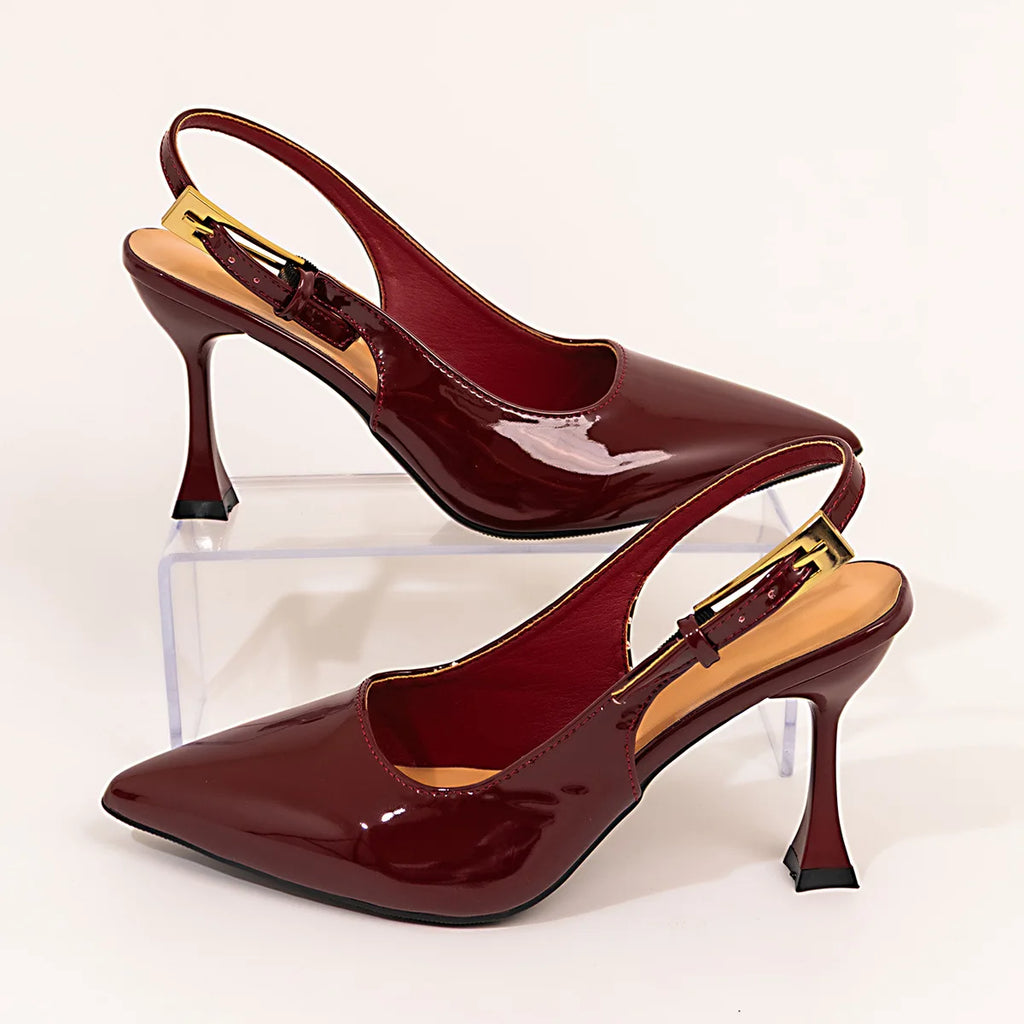 Woman Pumps Large Size Fashion Pointed Toe Shallow Buckle Strap Heels Sandals Sexy Slingbacks Leopard Stiletto High Heels Heels
