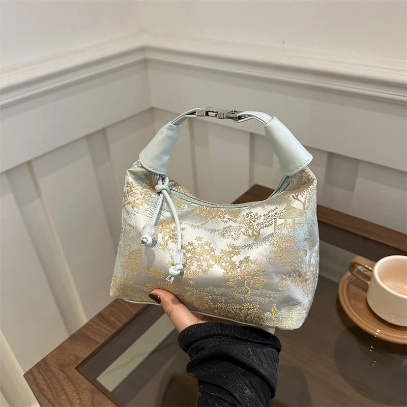 New Chinese Style Fine Embroidery Ladies Handbags Summer Fashion Shoulder Bag Crossbody Daily Party Tote Handbag For Women