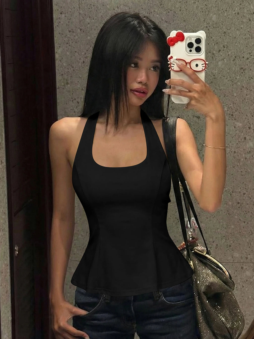 Dulzura Halter Backless Slim Lace Up Corset Tank Top Women'S Fashion Sexy Casual Y2K Top Party Club Street Style Summer Clothes