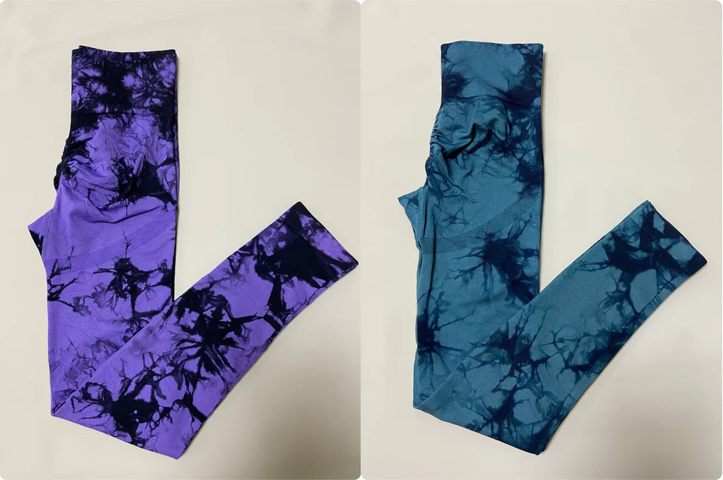 Women Tie Dye Seamless Leggings Push Up Sports Fitness Scrunch Yoga Running Pants Butt Lifting Elastic Tights Leggins Nylon