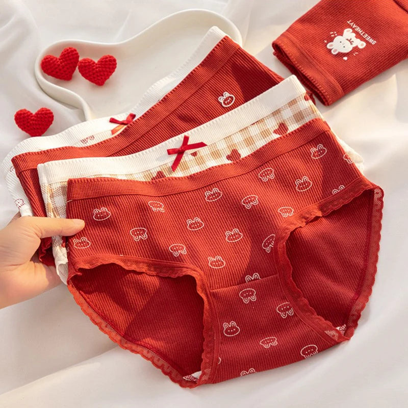 5Pcs/Lot Women's Underwear Cotton Panties Sexy Pantys for Female Intimates Underpants Breathable Briefs Girls Mid-Rise Shorts