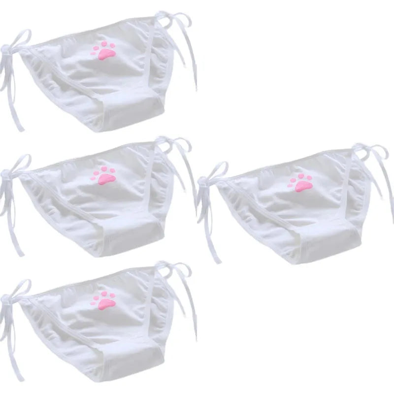 1-4Pcs Sexy Bandage Lolita Panties Low Waist Lingerie Cute Claw Women's Briefs Low Waist Animation Underwear Black,Pink,White