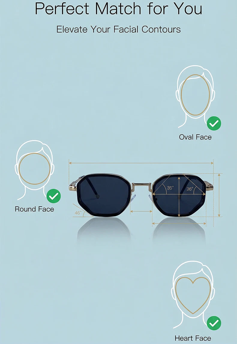 Small Frame Octagon Punk Sunglasses Women Luxury Brand Retro Geometric Metal Fashion Shades Vintage Sun Glasses Driving Eyewear