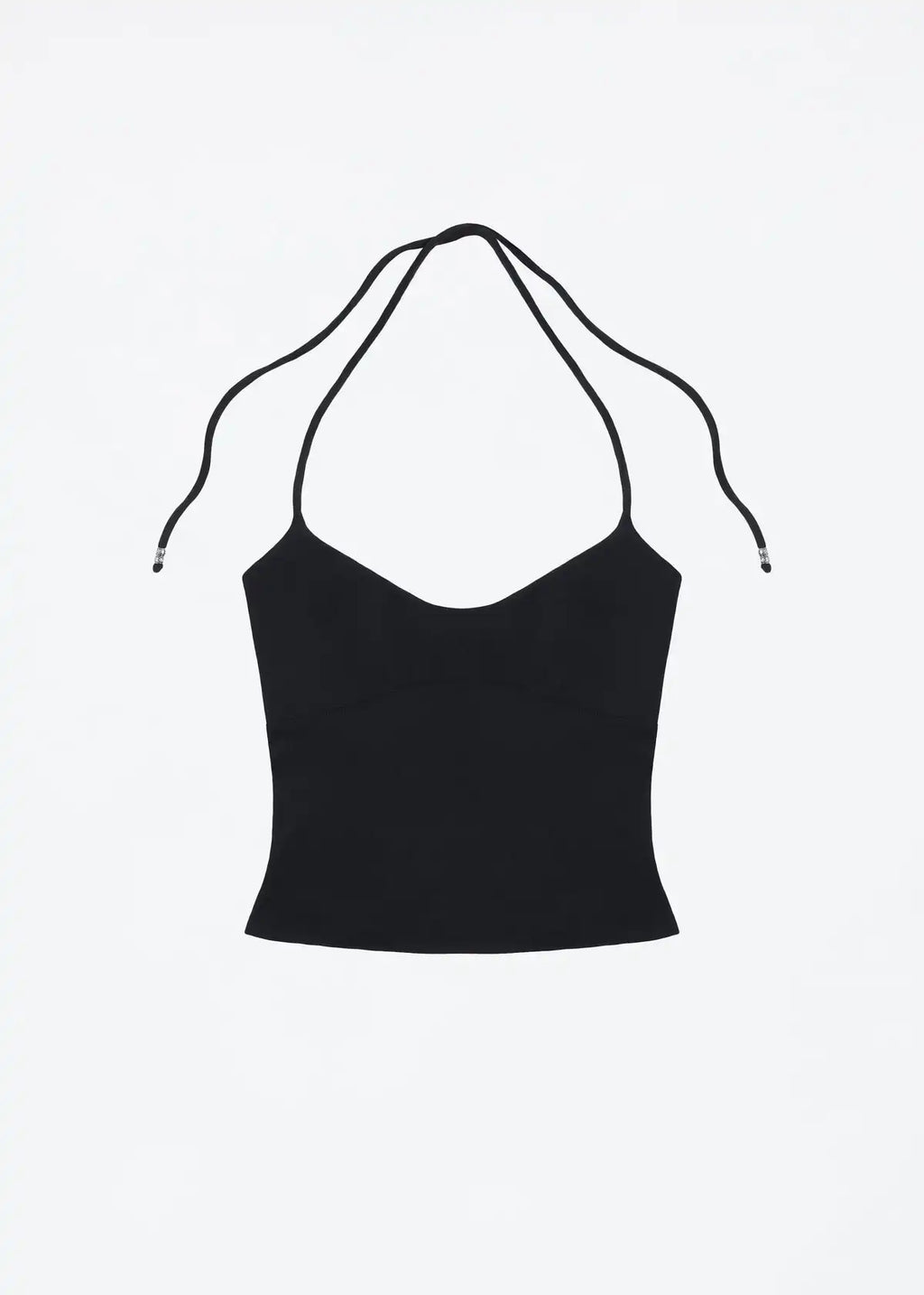 Tank Women's Open-Back Stretchy Camisole Top with Metal Accessories and Self-Tie Shoulder Straps, Low-Neck Sexy Halter Top