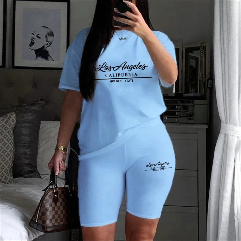 Daily Short Sleeve Hot Sales Comfort Quality Casual Woman Clothing Summer Two Piece Set Women Tracksuit T-Shirts O-Neck Shorts