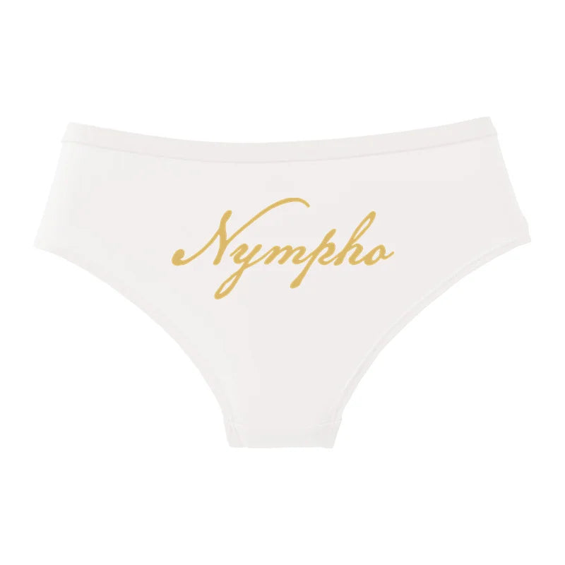 NYMPHO Gold Letter Print Underwear Cute Girl Briefs Female Soft Cotton Panties Sexy Lingeries For Women Ladies Underpants